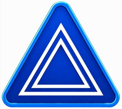Modern triangular geometric shape with gradient blue outline and white inner triangle