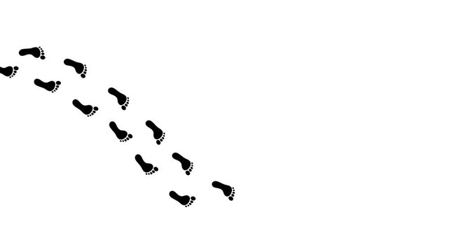 Human footprints animation. Motion graphics with alpha channel.