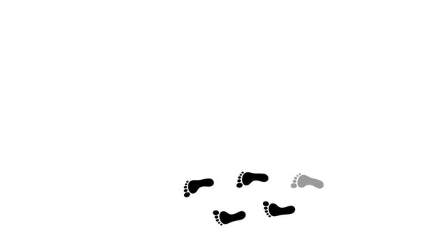 Human footprints animation. Motion graphics with alpha channel.