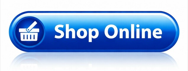 Fototapeta premium Modern shopping online button with shopping cart icon