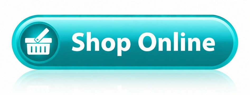Modern online shopping button with cart icon and shop text