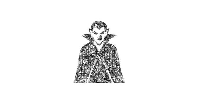 Sketch vampire icon animation - smooth progressive reveal