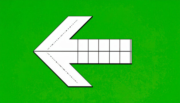 White Arrow with Grid Pattern Pointing Left on a Textured Green Background Symbolizing Direction and Choice