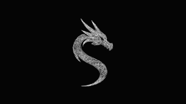 Sketch minimal dragon icon animation - smooth progressive reveal