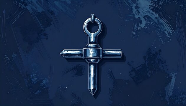 Ancient Ankh Symbol on Dark Textured Background.