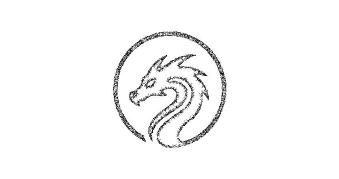 Sketch dragon logo icon animation - smooth progressive reveal