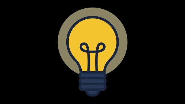 Glowing light bulb icon on black background symbolizing creative idea and innovation
