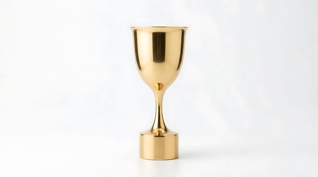 Golden trophy cup award isolated on a white background, symbol of victory, success, and achievement