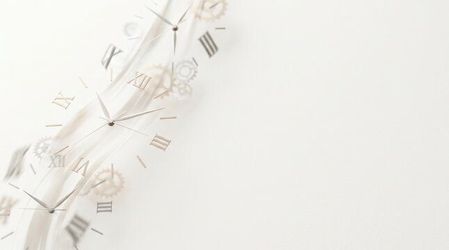 A close-up shot of a wall clock with a steampunk design. The clock face features Roman numerals and intricate gears.