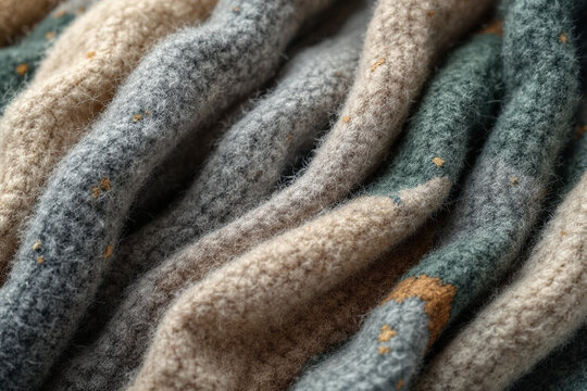 Macro Texture of Sustainable Recycled Felt Fabric with Mixed Fibers