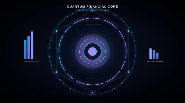 Abstract Quantum Financial Core Digital Network Visualization with Data Processing UI Interface