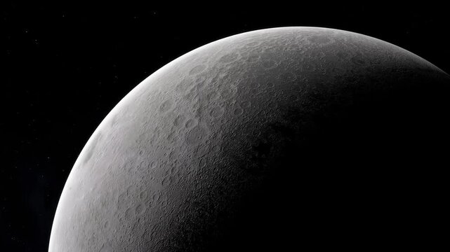 Realistic Close-up of the Moon Surface and Craters at Terminator Line