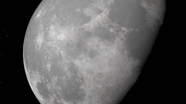 Close-up View of the Moon Surface and Craters in Space