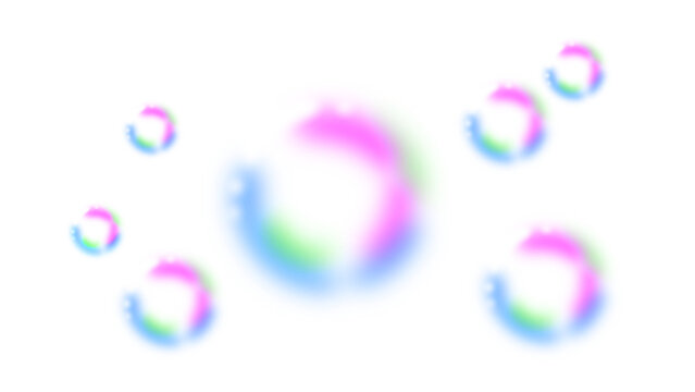 Colorful Soap Bubbles with Pink Blue and Green Iridescent Colors Isolated on Transparent Background, Blurred Bubble Effect and Soft Glow PNG Clipart