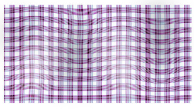 Purple Plaid Checkered Pattern with Wavy Lines and Transparent Overlay Effect, Abstract Gingham Textile Background in Soft Violet and White