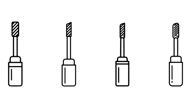 Mascara brush applicator icons set for beauty makeup products and cosmetic care routines.