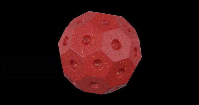 Seamless 360&deg; looping animation of an abstract geometric sphere with terrazzo-style speckled texture on a transparent background.
Perfect for tech branding, app intros, and modern motion graphics.