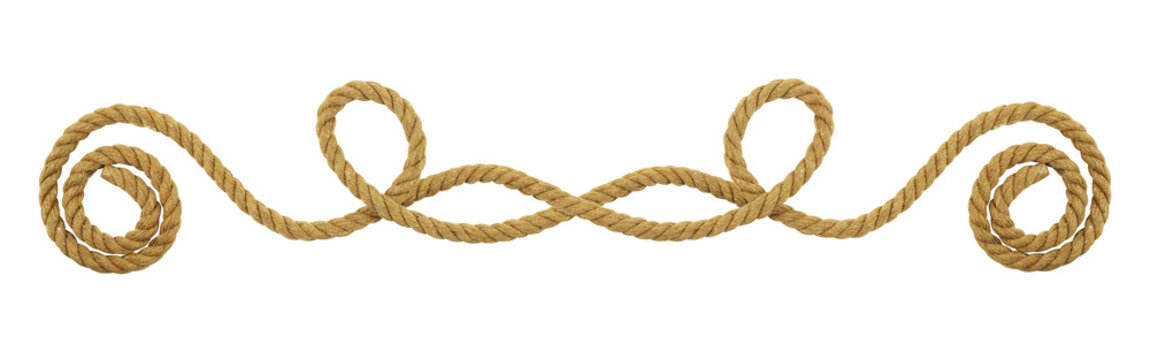 Vignette with cotton rope isolated on white or transparent background