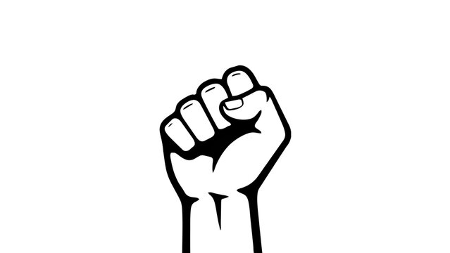 Fist raised in a powerful gesture of protest or solidarity represents unity against all oppression.