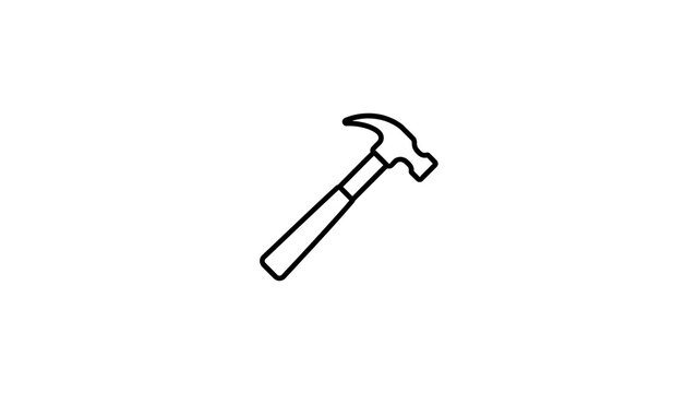 Hammer icon illustrates a simple tool design used for construction work and various manual labor tasks.