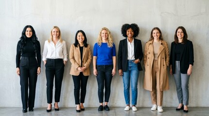 Obraz premium Diverse Multicultural Team of Successful Business Women Standing in a Row