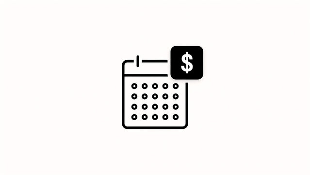 Calendar with a dollar sign icon represents scheduled payments and financial planning for businesses.