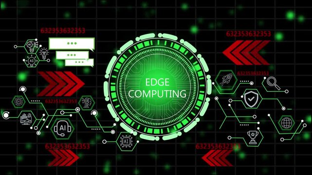 Foge computing Futuristic AI Technology Network with Digital Circuit Interface and Innovation Icons