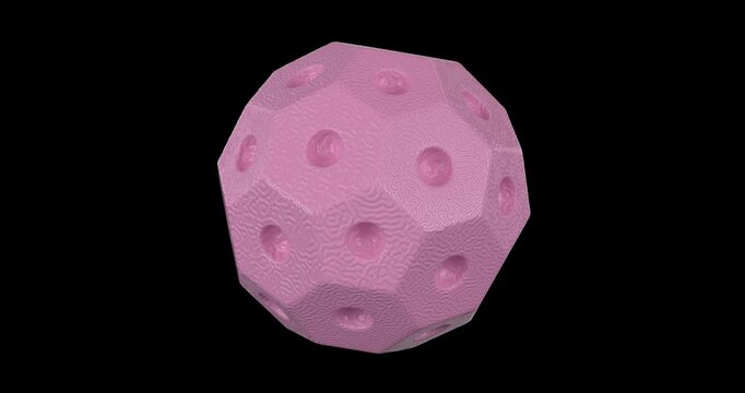 Seamless 360&deg; looping animation of an abstract geometric sphere with terrazzo-style speckled texture on a transparent background.
Perfect for tech branding, app intros, and modern motion graphics.