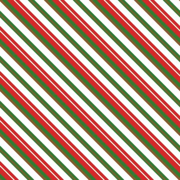 Red Green White Christmas Diagonal Striped Seamless Background