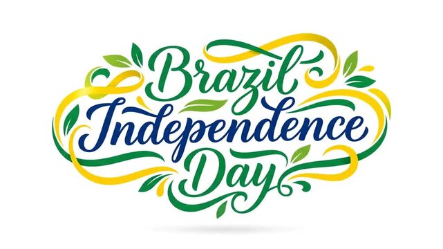 Brazil Independence Day calligraphic greeting lettering on white background.
