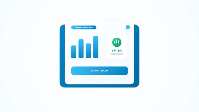 UI Growth Dashboard Window Displaying Bar Chart Report Modern Flat Motion Graphic Animation