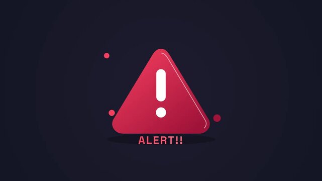 Red Warning Exclamation Mark Alert Animated Icon, 2D Motion Graphic for System Warning, Error Notification, and Danger Security UI