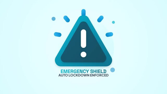 Emergency Shield Auto Lockdown Enforced Text Alert Triangle Icon Motion Graphic Video Loop