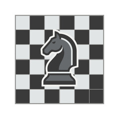 Chess knight piece on checkered game board. © Ahmad