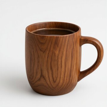 Wooden coffee mug on white background