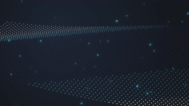 Glowing blue dots forming smooth wave patterns in abstract digital motion background video for science technology