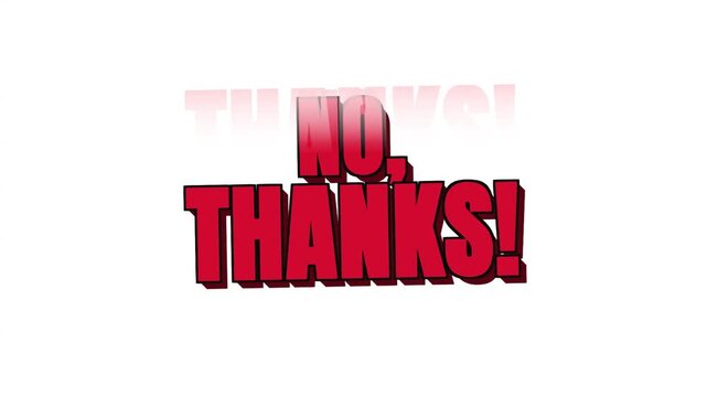 Retro comic style no thanks text animation looping motion graphics