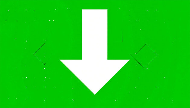 Green background with a white arrow pointing downwards and two black outlined diamond shapes on the sides