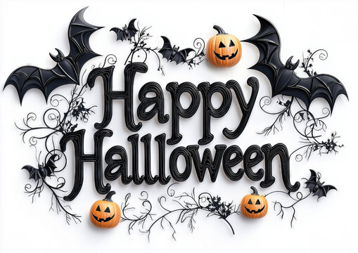 Happy Halloween decoration with bats and pumpkins in a creative design