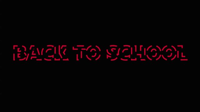 Animated red back to school stencil text repeating on black background