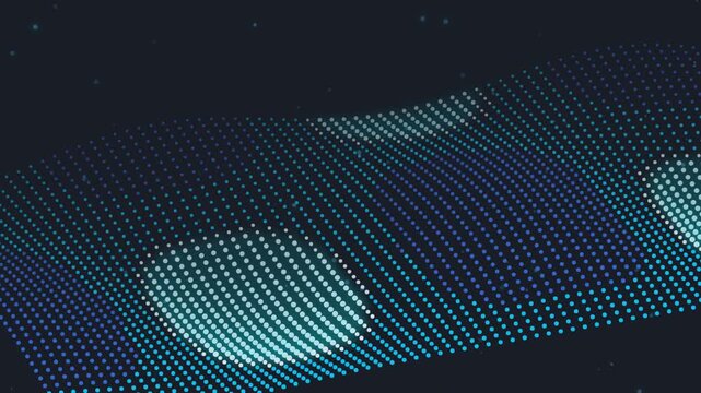 Abstract blue digital wave motion animation featuring glowing particles moving in a seamless looping cycle clip