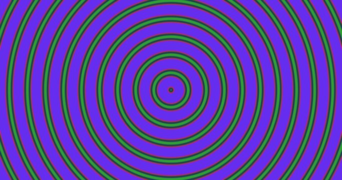 Hypnotic concentric circles pattern abstract background with optical illusion and psychedelic effect vibrant purple and green design Purple and green design creates a visual