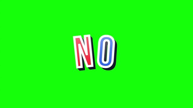 Animated text saying no repeated against a bright green background