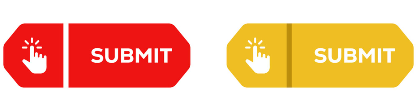 Red and Yellow Submit Form Button Set Isolated on Transparent Background