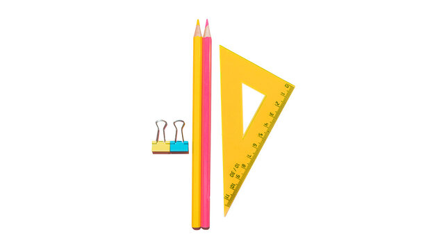 Minimalist geometry stationery set ruler pencil and binder clips with geometry stationery mathematics education supplies architectural engineering academic learning drafting measurement