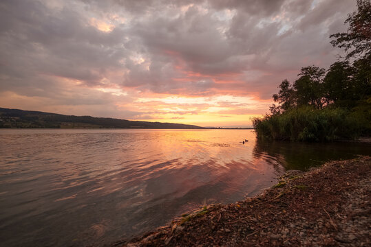 Greifensee Sonnenuntergang im August - Uster, Schweiz