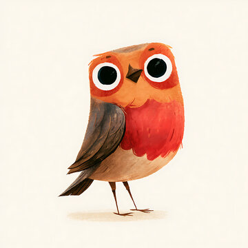 Cute stylized robin bird illustration