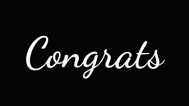 White cursive congrats text repeating across black background