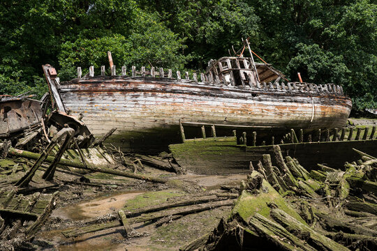 Cimetiere a bateau in the marina of Douarnenez