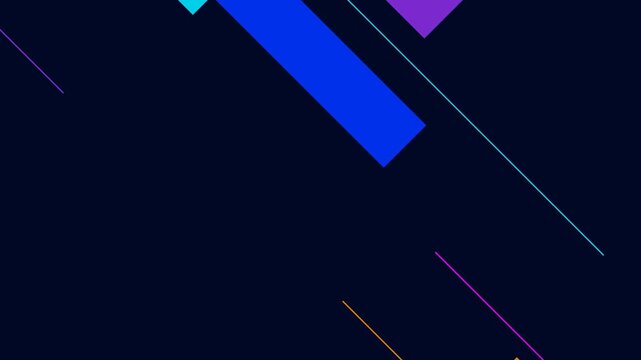 Abstract blue geometric shapes on dark background. Minimalist motion lines and neon design.